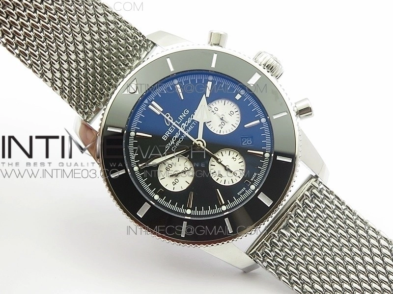 SuperOcean 46mm Black Ceramic Bezel Black Dial on SS Bracelet   Gummy Strap A7750