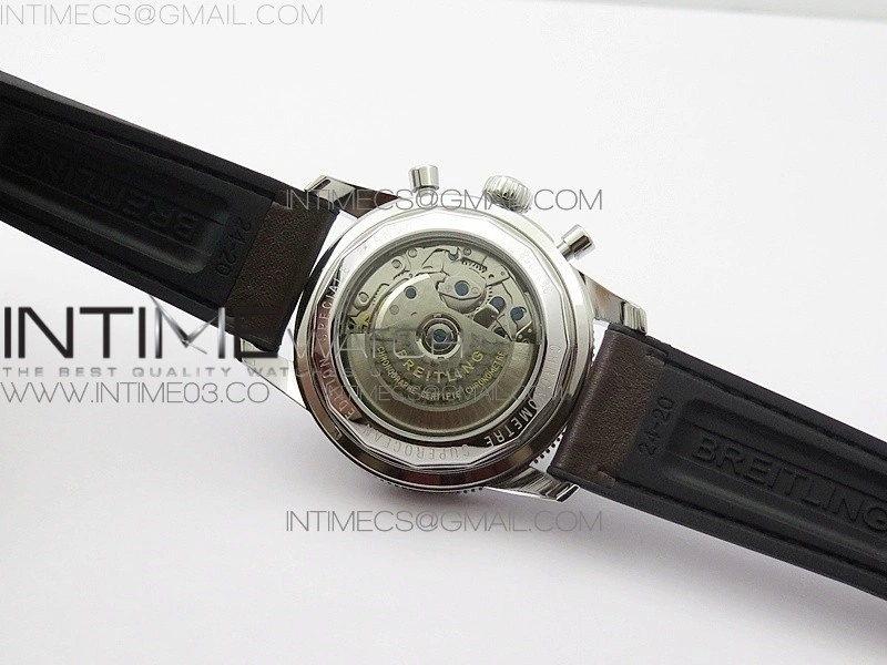 SuperOcean 46mm Black Ceramic Bezel Silver Dial on Gummy strap A7750