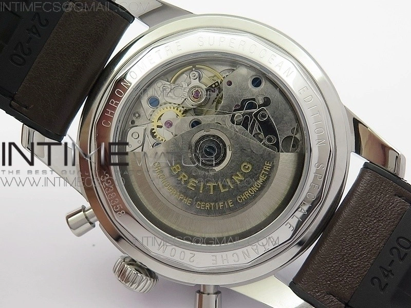 SuperOcean 46mm Black Ceramic Bezel Silver Dial on Gummy strap A7750