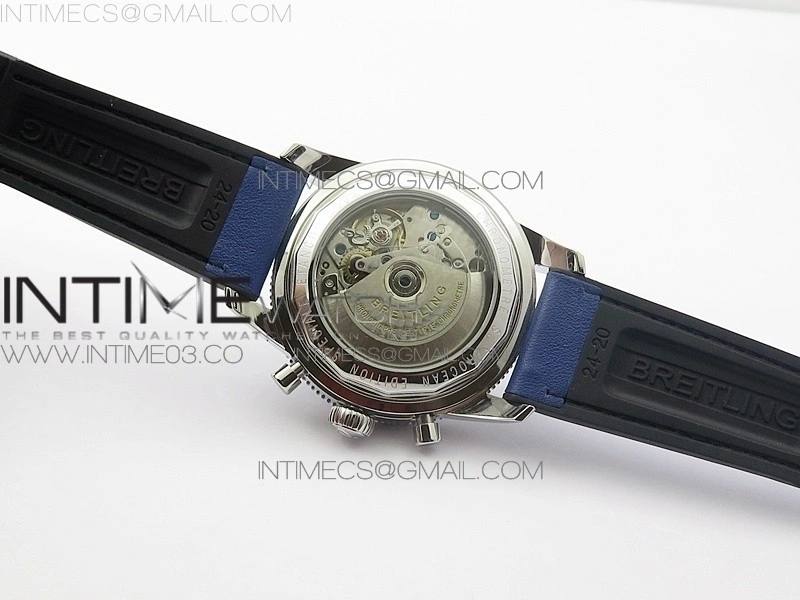 SuperOcean 46mm Blue Ceramic Bezel Blue Dial on Gummy strap   Bracelet A7750