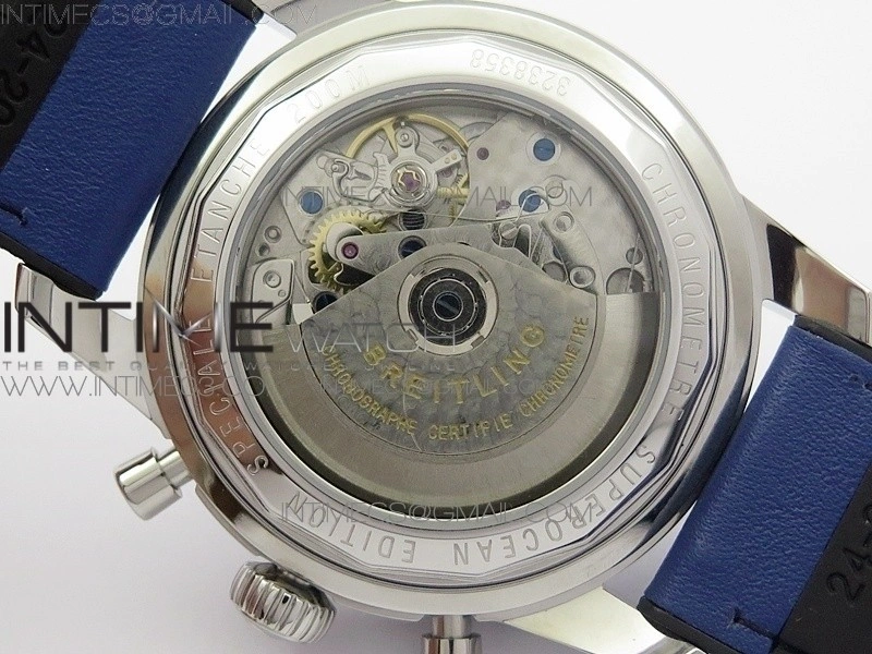 SuperOcean 46mm Blue Ceramic Bezel Blue Dial on Gummy strap   Bracelet A7750