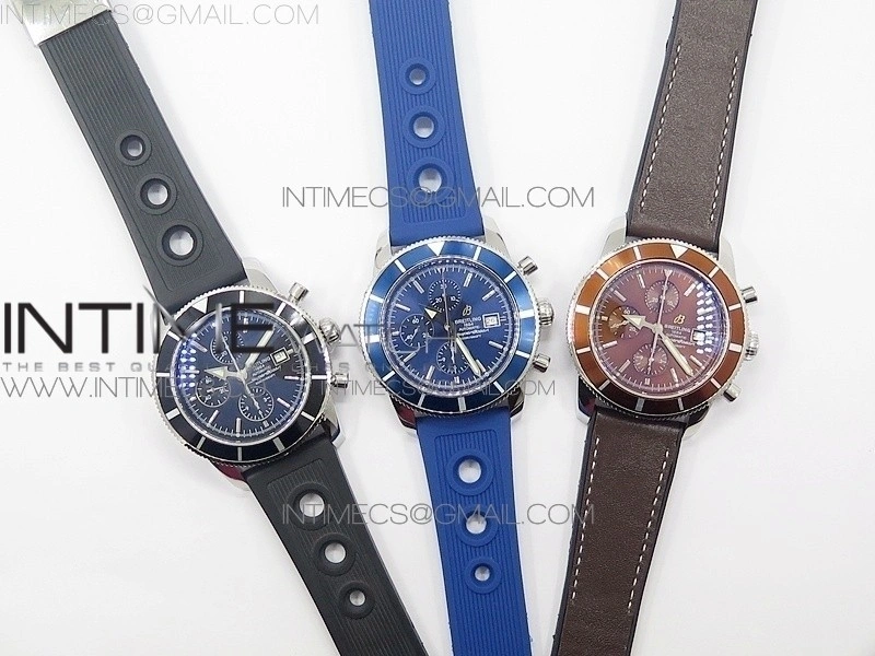 SuperOcean A13312 46mm Blue Bezel Blue Dial on SS Bracelet A7750