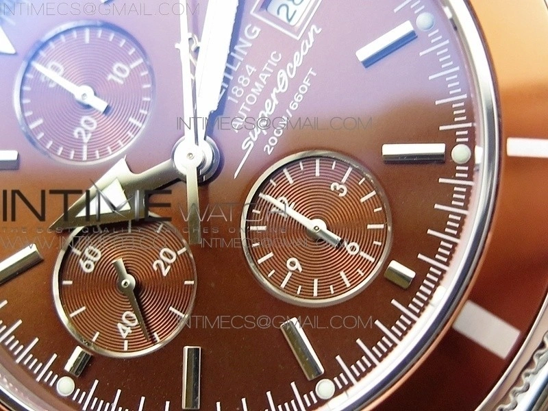 SuperOcean A13312 46mm Brown Bezel Brown Dial on SS Bracelet A7750