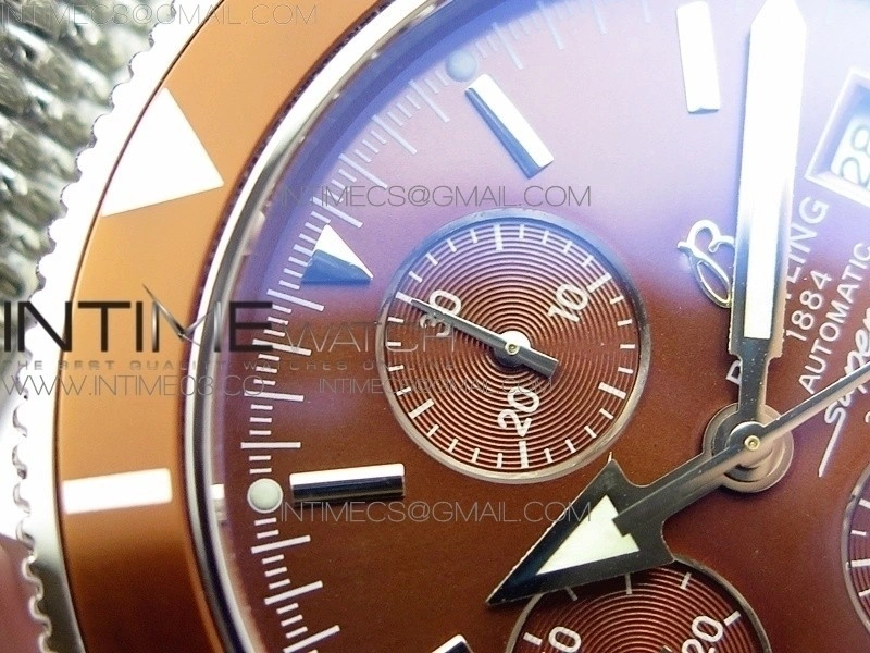 SuperOcean A13312 46mm Brown Bezel Brown Dial on SS Bracelet A7750