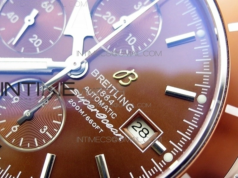 SuperOcean A13312 46mm Brown Bezel Brown Dial on SS Bracelet A7750
