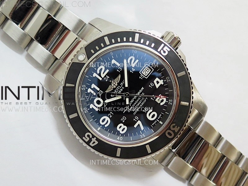 SuperOcean II 44mm TF 1:1 Best Edition Black Dial on SS Bracelet A2824