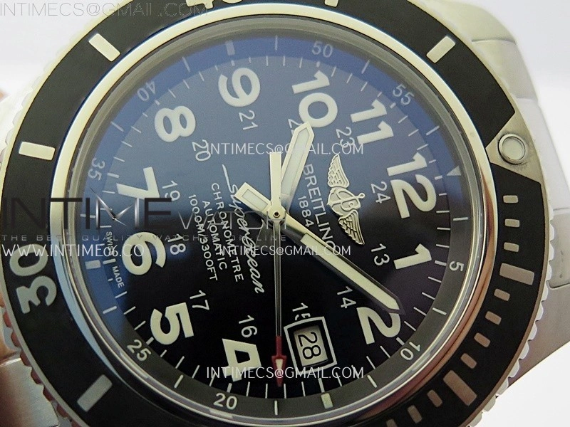 SuperOcean II 44mm TF 1:1 Best Edition Black Dial on SS Bracelet A2824