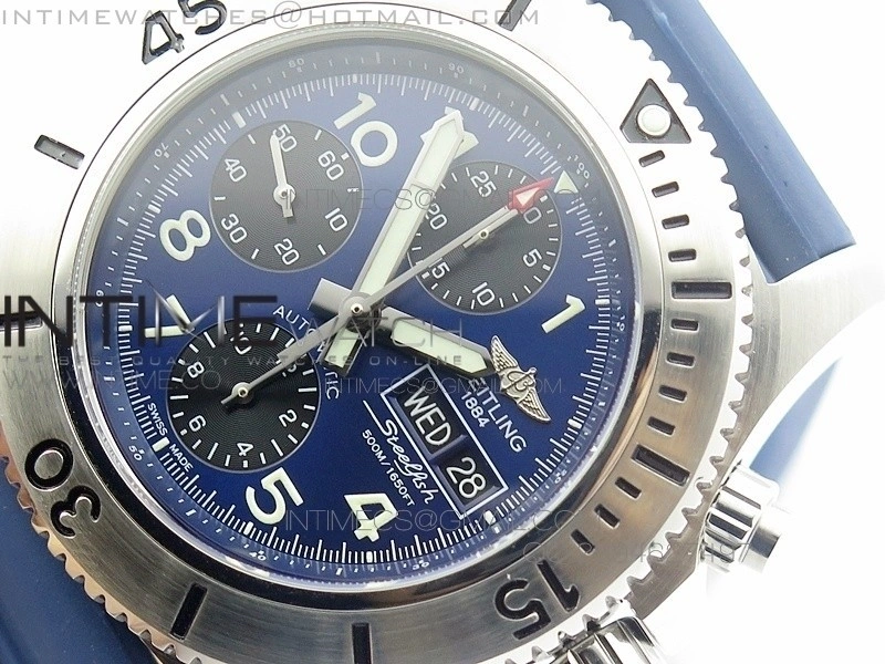 SuperOcean Racer 44mm Blue Dial on Blue rubber strap A7750