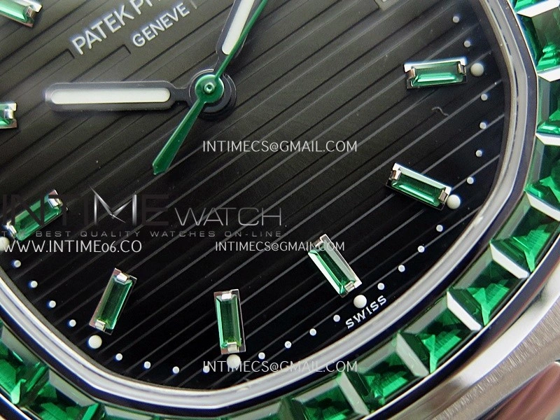 Nautilus 5711 1A Green T Diamond SS GRF 1:1 Best Edition Green Textured Dial On SS Bracelet Asian 26-330