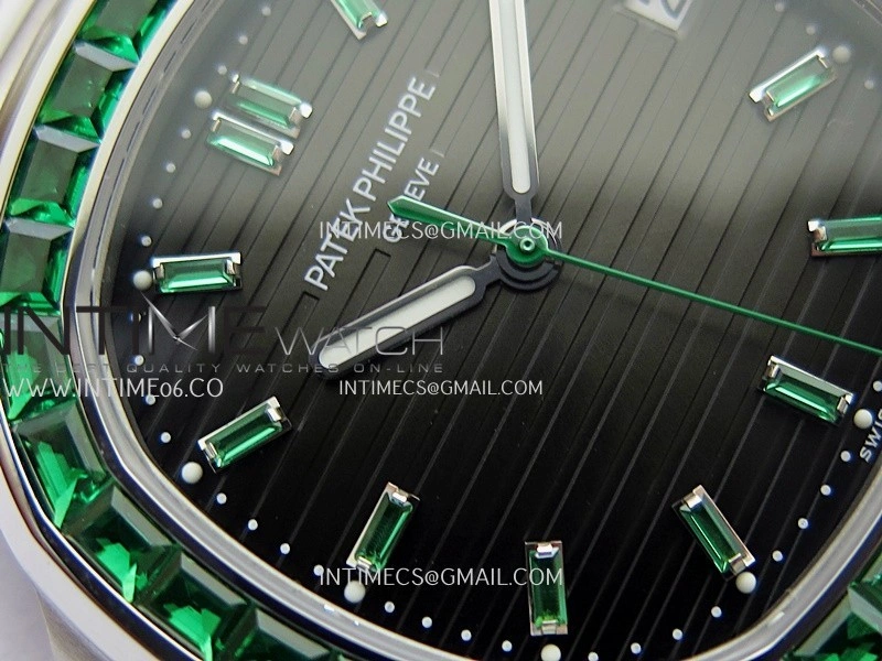 Nautilus 5711 1A Green T Diamond SS GRF 1:1 Best Edition Green Textured Dial On SS Bracelet Asian 26-330