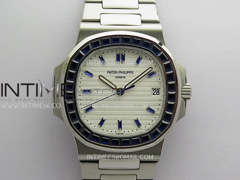 Nautilus 5711 1A Blue T Diamond SS GRF 1:1 Best Edition White Textured Dial On SS Bracelet Asian 26-330