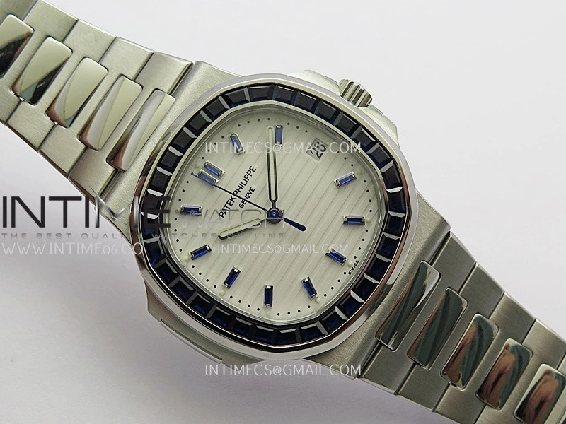 Nautilus 5711 1A Blue T Diamond SS GRF 1:1 Best Edition White Textured Dial On SS Bracelet Asian 26-330