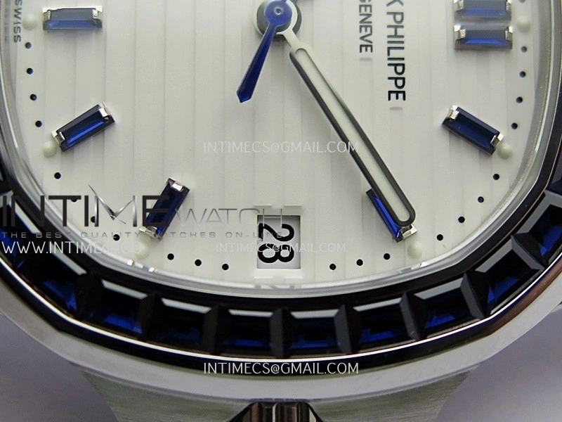 Nautilus 5711 1A Blue T Diamond SS GRF 1:1 Best Edition White Textured Dial On SS Bracelet Asian 26-330