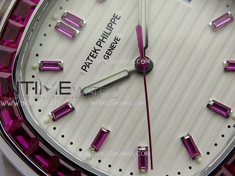 Nautilus 5711 1A Red T Diamond SS GRF 1:1 Best Edition White Textured Dial On SS Bracelet Asian 26-330