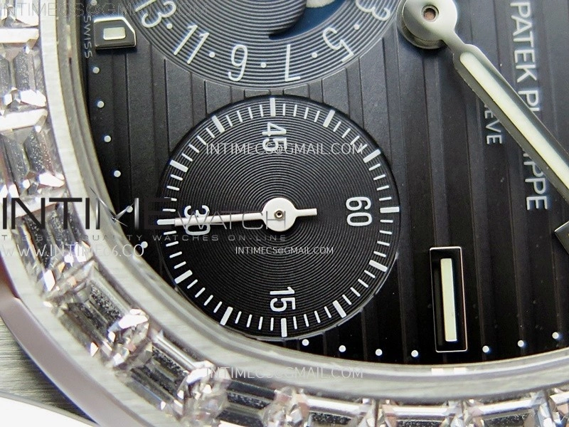 Nautilus 5722G SS T Diamonds PPF 1:1 Best Edition Blue Dial on Black Leather Strap A240 Super Clone