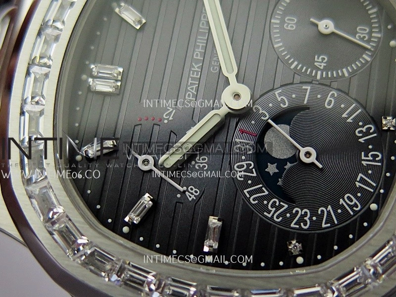 Nautilus 5724G SS T Diamonds PPF 1:1 Best Edition Blue Dial on Black Leather Strap A240 Super Clone