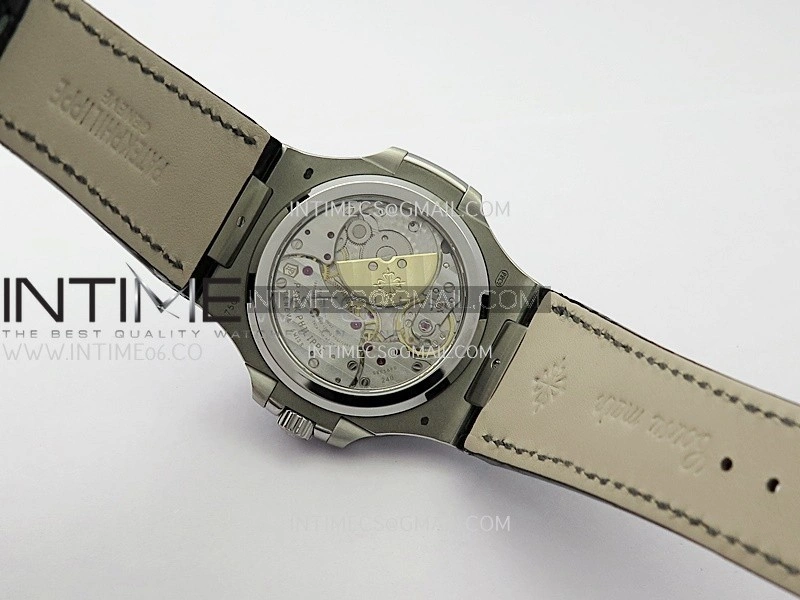Nautilus 5724G SS T Diamonds PPF 1:1 Best Edition Blue Dial on Black Leather Strap A240 Super Clone