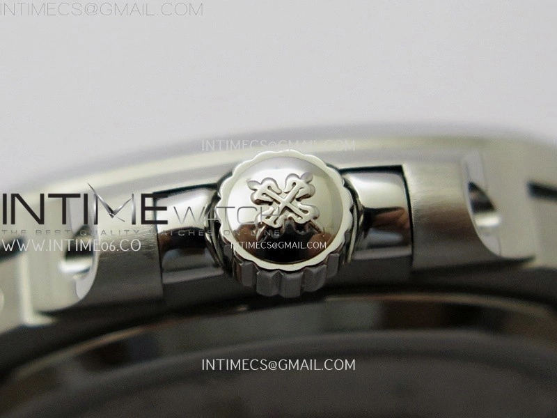 Nautilus 5722G SS T Diamonds PPF 1:1 Best Edition Gray Dial on Black Leather Strap A240 Super Clone