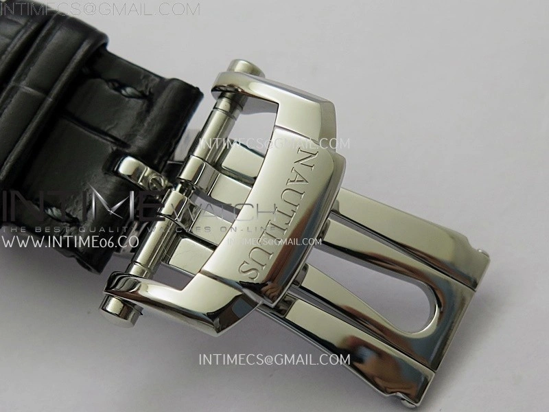 Nautilus 5722G SS T Diamonds PPF 1:1 Best Edition Gray Dial on Black Leather Strap A240 Super Clone