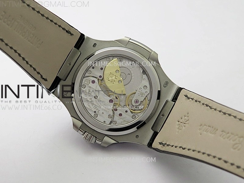 Nautilus 5722G SS T Diamonds PPF 1:1 Best Edition Gray Dial on Black Leather Strap A240 Super Clone