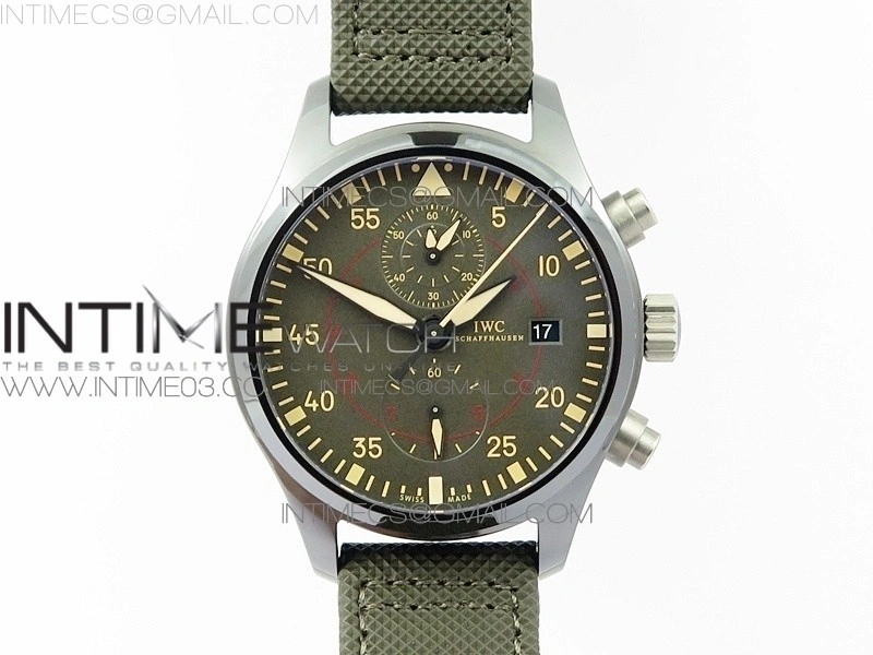 PILOT IW389001 ZF 1:1 Best Edition Ceramic Case Green Dial on Green Nylon Strap A7750