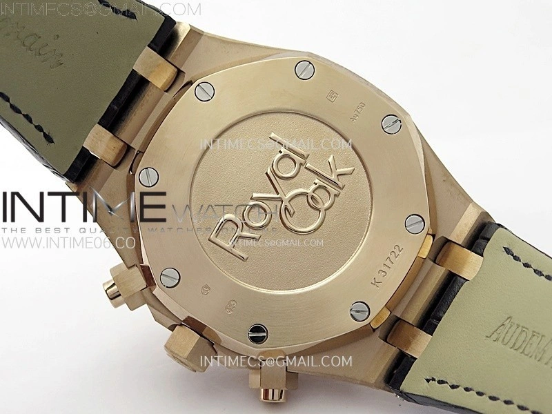 Royal Oak Chrono 26331ST RG IPF 1:1 Best Edition Blue Dial rose gold subdial on Blue Leather Strap A7750
