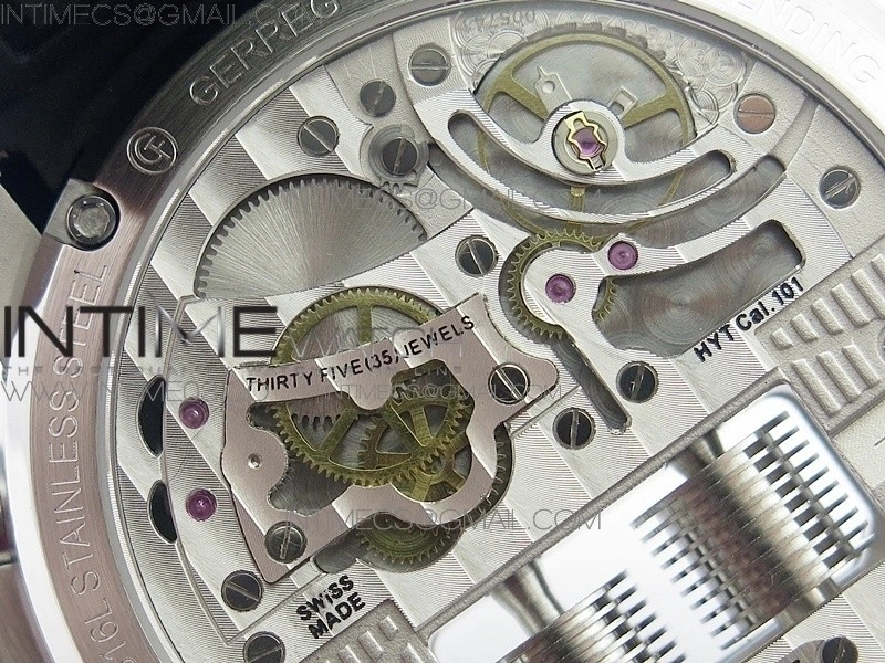 HYT SS CYF white dial black Crown On Black Rubber Strap Asian movement HTY Cal.101