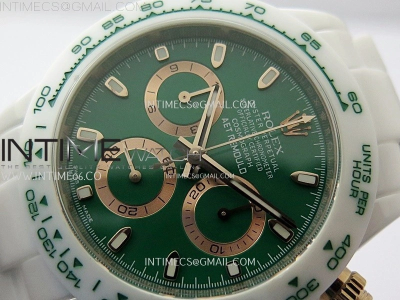 Daytona AET Solid White Ceramic Case and Bracelet N6F 1:1 Best Edition Green Dial On DD4801