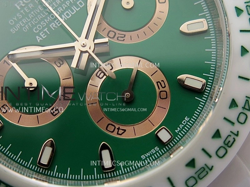 Daytona AET Solid White Ceramic Case and Bracelet N6F 1:1 Best Edition Green Dial On DD4801