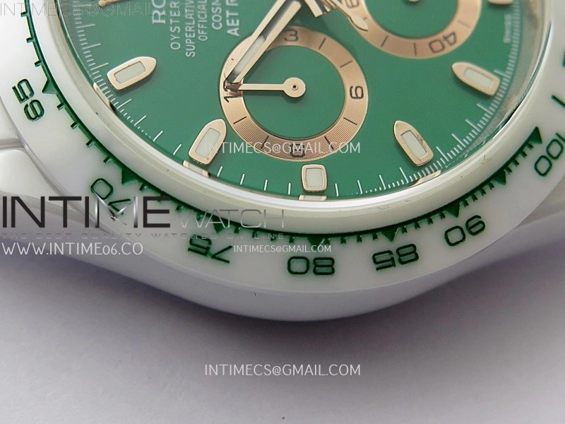 Daytona AET Solid White Ceramic Case and Bracelet N6F 1:1 Best Edition Green Dial On DD4801
