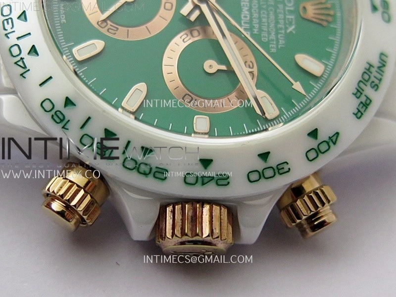 Daytona AET Solid White Ceramic Case and Bracelet N6F 1:1 Best Edition Green Dial On DD4801