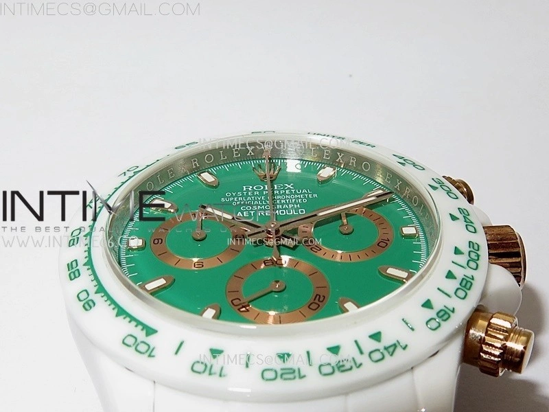 Daytona AET Solid White Ceramic Case and Bracelet N6F 1:1 Best Edition Green Dial On DD4801