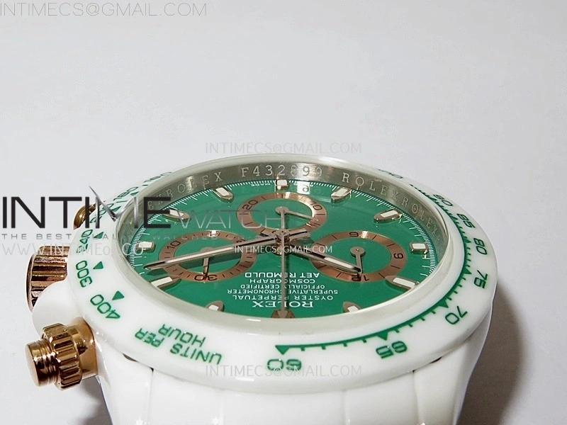 Daytona AET Solid White Ceramic Case and Bracelet N6F 1:1 Best Edition Green Dial On DD4801