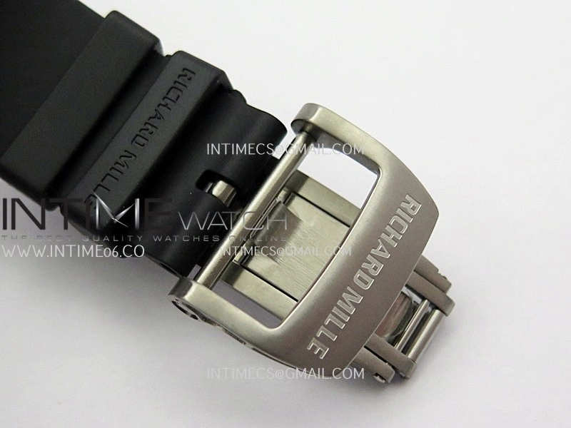 RM055 RG Inner Bezel Black Crown NTPT ZF 1:1 Best Edition Skeleton Dial On Black Shark Rubber Strap RMUL2 Super Clone