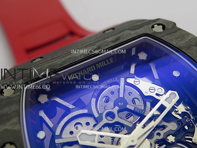 RM035-02 Real Black NTPT ZF 1:1 Best Edition Skeleton Dial On Red Rubber Strap Real Super Clone RMAL1 V7