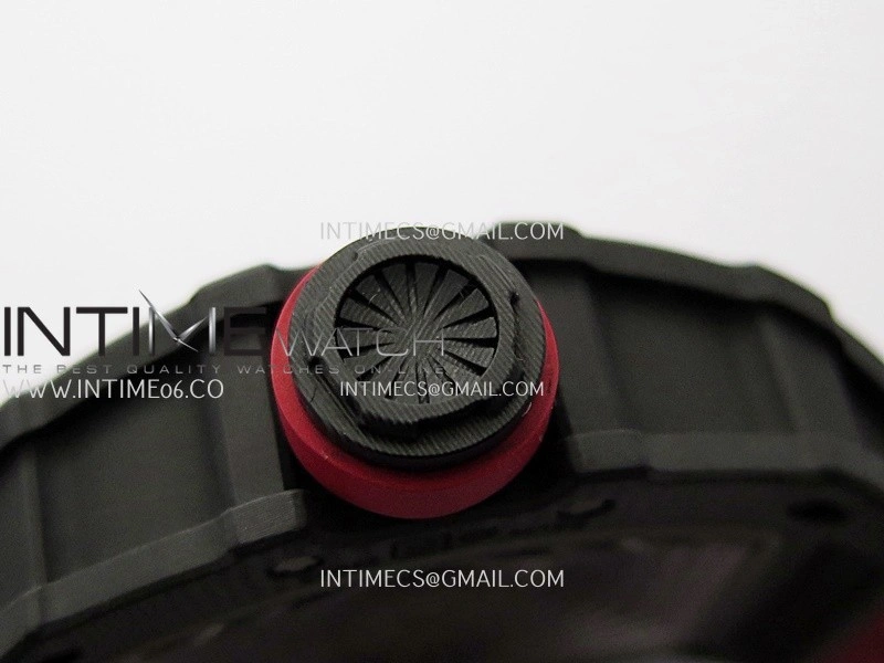 RM035-02 Real Black NTPT ZF 1:1 Best Edition Skeleton Dial On Red Rubber Strap Real Super Clone RMAL1 V7