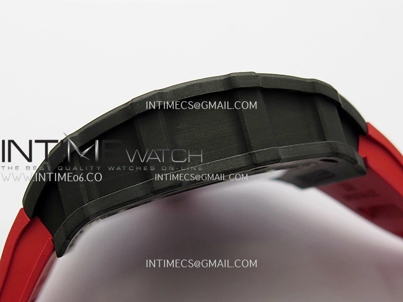 RM035-02 Real Black NTPT ZF 1:1 Best Edition Skeleton Dial On Red Rubber Strap Real Super Clone RMAL1 V7