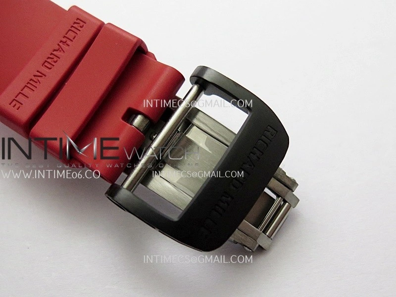 RM035-02 Real Black NTPT ZF 1:1 Best Edition Skeleton Dial On Red Rubber Strap Real Super Clone RMAL1 V7