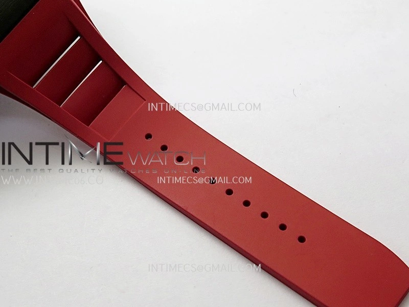 RM035-02 Real Black NTPT ZF 1:1 Best Edition Skeleton Dial On Red Rubber Strap Real Super Clone RMAL1 V7