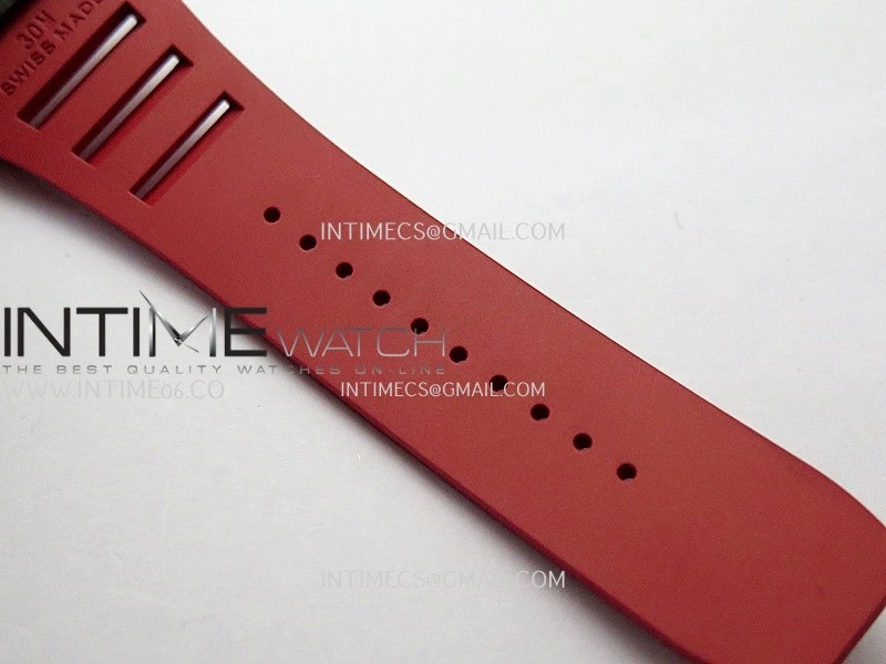 RM035-02 Real Black NTPT ZF 1:1 Best Edition Skeleton Dial On Red Rubber Strap Real Super Clone RMAL1 V7