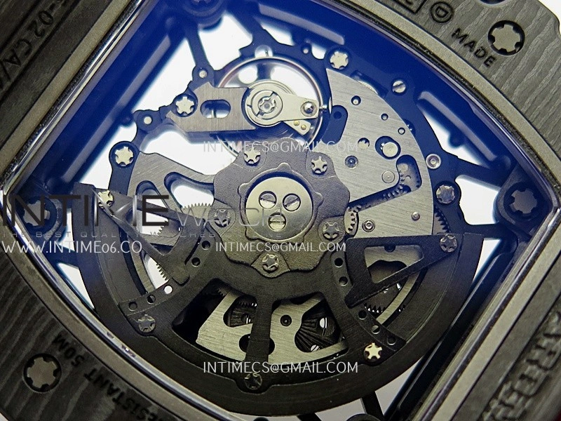RM035-02 Real Black NTPT ZF 1:1 Best Edition Skeleton Dial On Red Rubber Strap Real Super Clone RMAL1 V7
