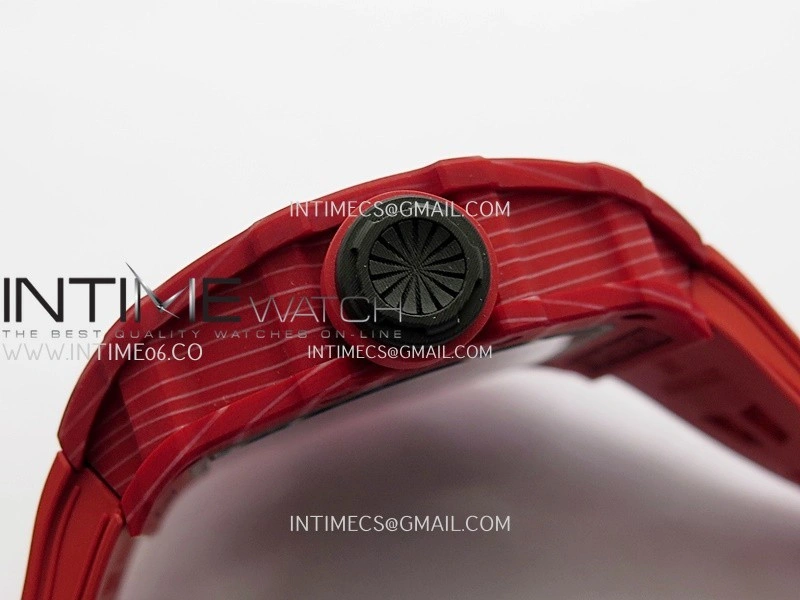 RM035-02 Real Red NTPT ZF 1:1 Best Edition Skeleton Dial On Red Rubber Strap Real Super Clone RMAL1 V7