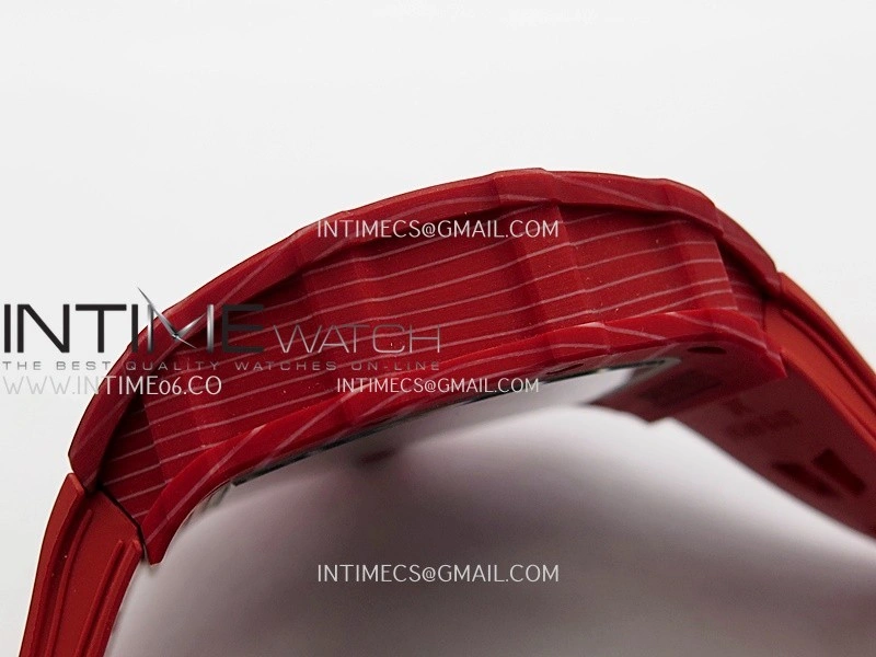 RM035-02 Real Red NTPT ZF 1:1 Best Edition Skeleton Dial On Red Rubber Strap Real Super Clone RMAL1 V7