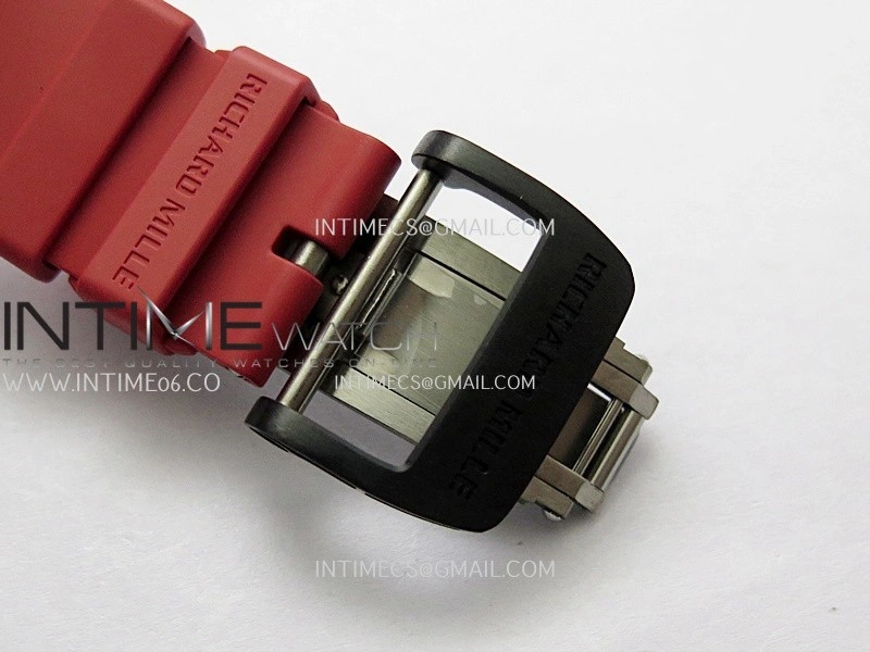 RM035-02 Real Red NTPT ZF 1:1 Best Edition Skeleton Dial On Red Rubber Strap Real Super Clone RMAL1 V7