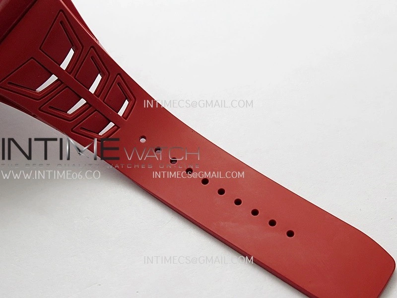 RM035-02 Real Red NTPT ZF 1:1 Best Edition Skeleton Dial On Red Rubber Strap Real Super Clone RMAL1 V7