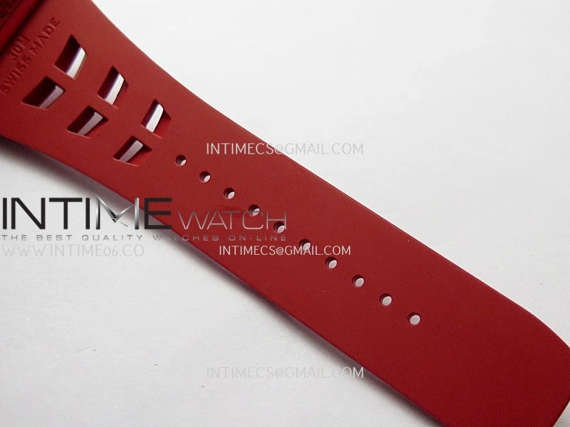 RM035-02 Real Red NTPT ZF 1:1 Best Edition Skeleton Dial On Red Rubber Strap Real Super Clone RMAL1 V7