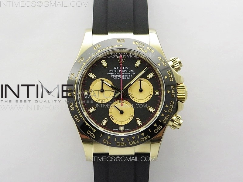 Daytona 116518 BTF 1:1 Best Edition Paul Newman Black YG Dial on Oysterflex Rubber Strap SA4130 V2