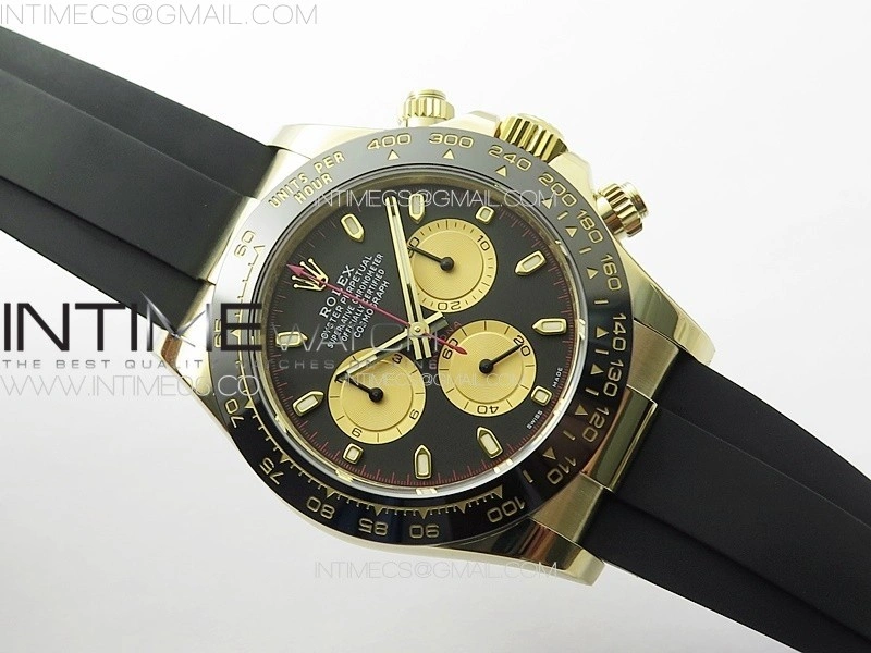 Daytona 116518 BTF 1:1 Best Edition Paul Newman Black YG Dial on Oysterflex Rubber Strap SA4130 V2