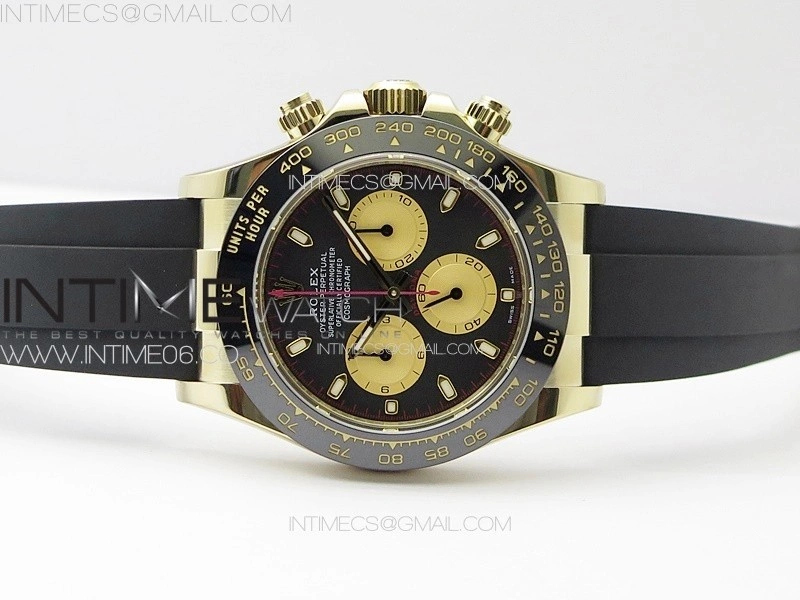 Daytona 116518 BTF 1:1 Best Edition Paul Newman Black YG Dial on Oysterflex Rubber Strap SA4130 V2