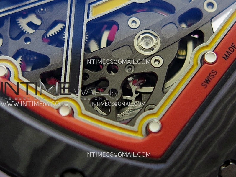RM67-02 Alexander Black NTPT Umi Office 1:1 Black Red Yellow Skeleton Dial On Red Nylon Strap CRMA7 Clone V2
